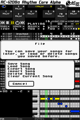 File Menu - Rhythm Core Alpha